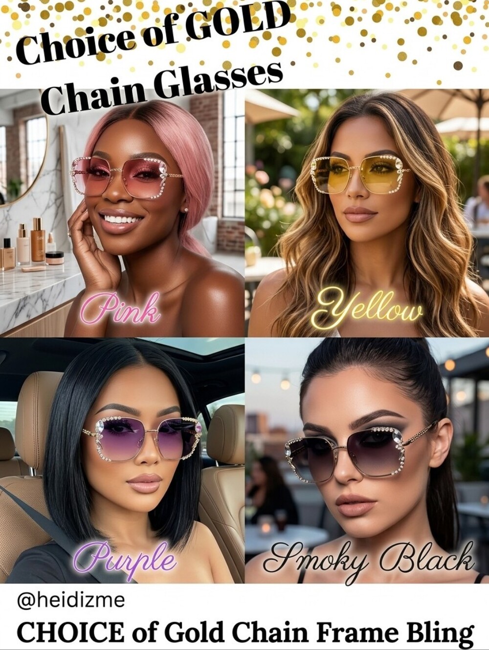 CHOICE of Gold Chain Frame Bling Glasses